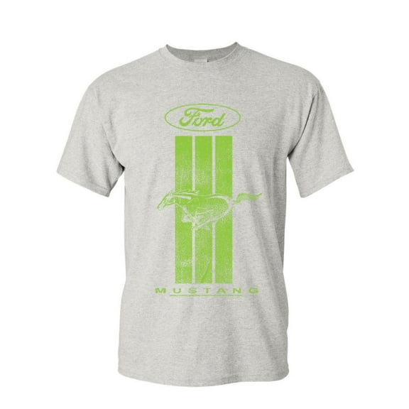 Tee Hunt Ford Mustang Stripe T-Shirt Classic American Muscle Car Mens, Ash Gray, Medium