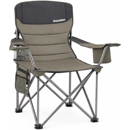 Oversized Folding Camping Chair with Cooler | Heavy Duty 500 Lbs Capacity Outdoor Chair Featuring Built-In Cup Holder Cooler Bag And Bottle Opener for Outdoor Travel.