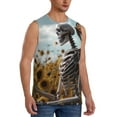 thumbnail image 2 of Xecao Sunflower Butterfly Skull Print Men's Tank Top: Sleek Sleeveless Tee for Casual Sports and Beach Occasions-Medium, 2 of 7
