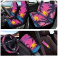 thumbnail image 2 of KUIFORTI Hawaii Sunset Front and Rear Car Seat Cover Full Set Coconut Palm Steering Wheel Covers Auto Center Console Cover Pad Cushion Seat Belt Pads for Cars,Trucks&SUVs, 2 of 5