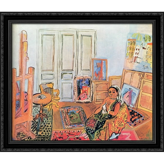 Indian Model In The Studio At L Impasse Guelman 32x28 Large Black Indian Model In The Studio At L Impasse Guelman 32x28 Large Black Ornate Wood Framed