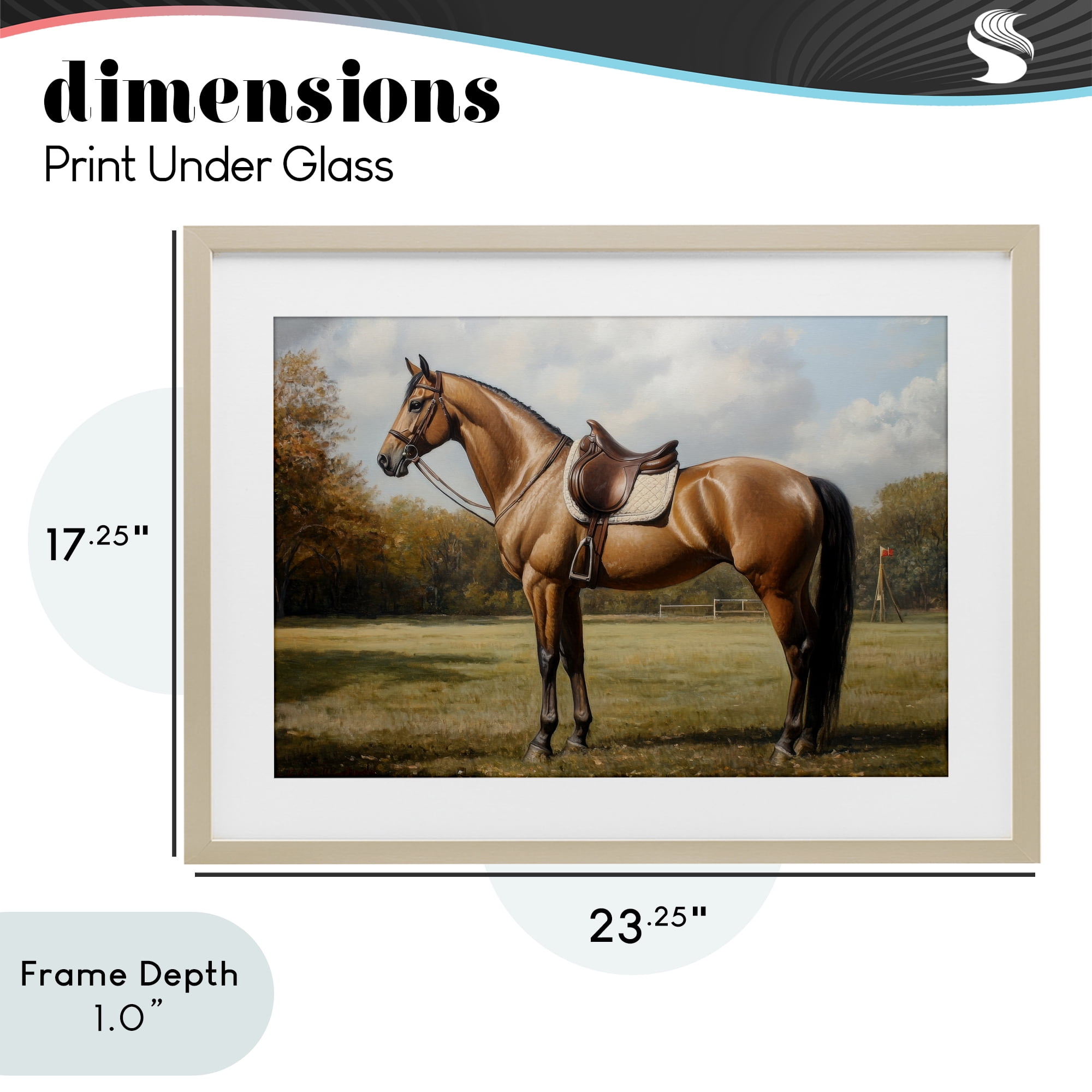 Stupell Industries Show Ready Horse with Saddle Birch Framed Print Under Glass, design by Petal Prints Design