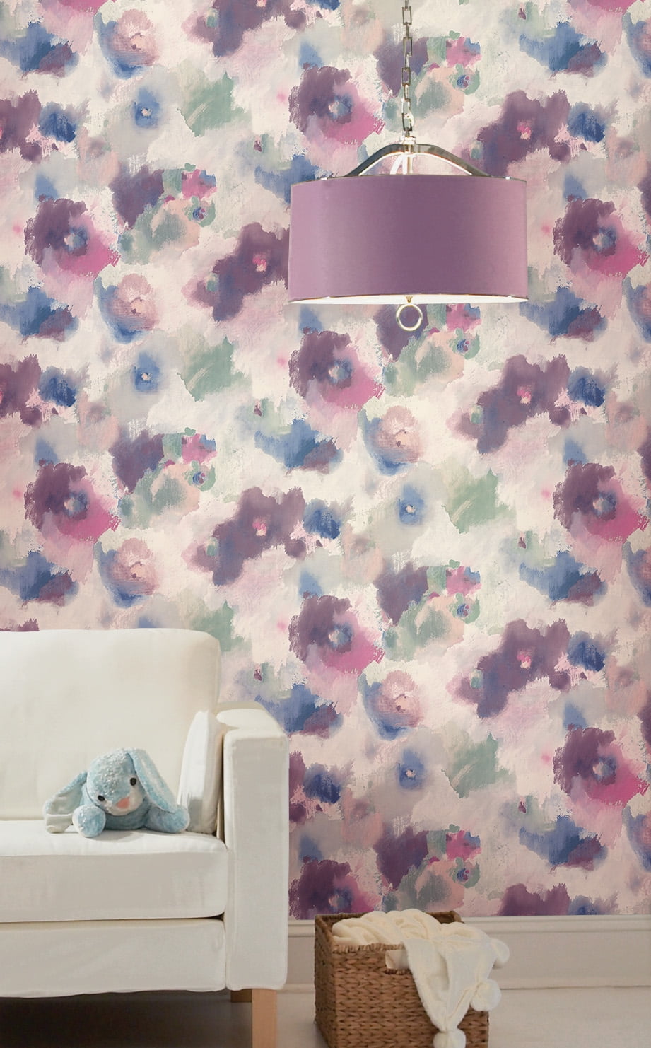 RoomMates Impressionist Pink and Blue Floral Peel and Stick Wallpaper