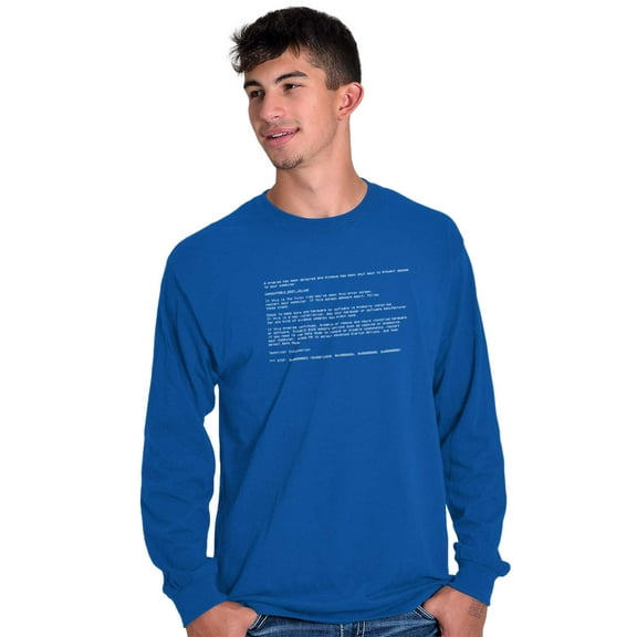 Blue Screen of Death Virus Techie Plus Size Long Sleeve Graphic Tee Shirt Brisco Brands 2X