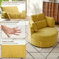 thumbnail image 3 of DREAMSIDEA Swivel Barrel Accent Chair with Storage Ottoman, Chaise Lounge Indoor with Removable Pillow, Oversized Swivel Sofa Chair for Living Room, Chenille Yellow, 3 of 6