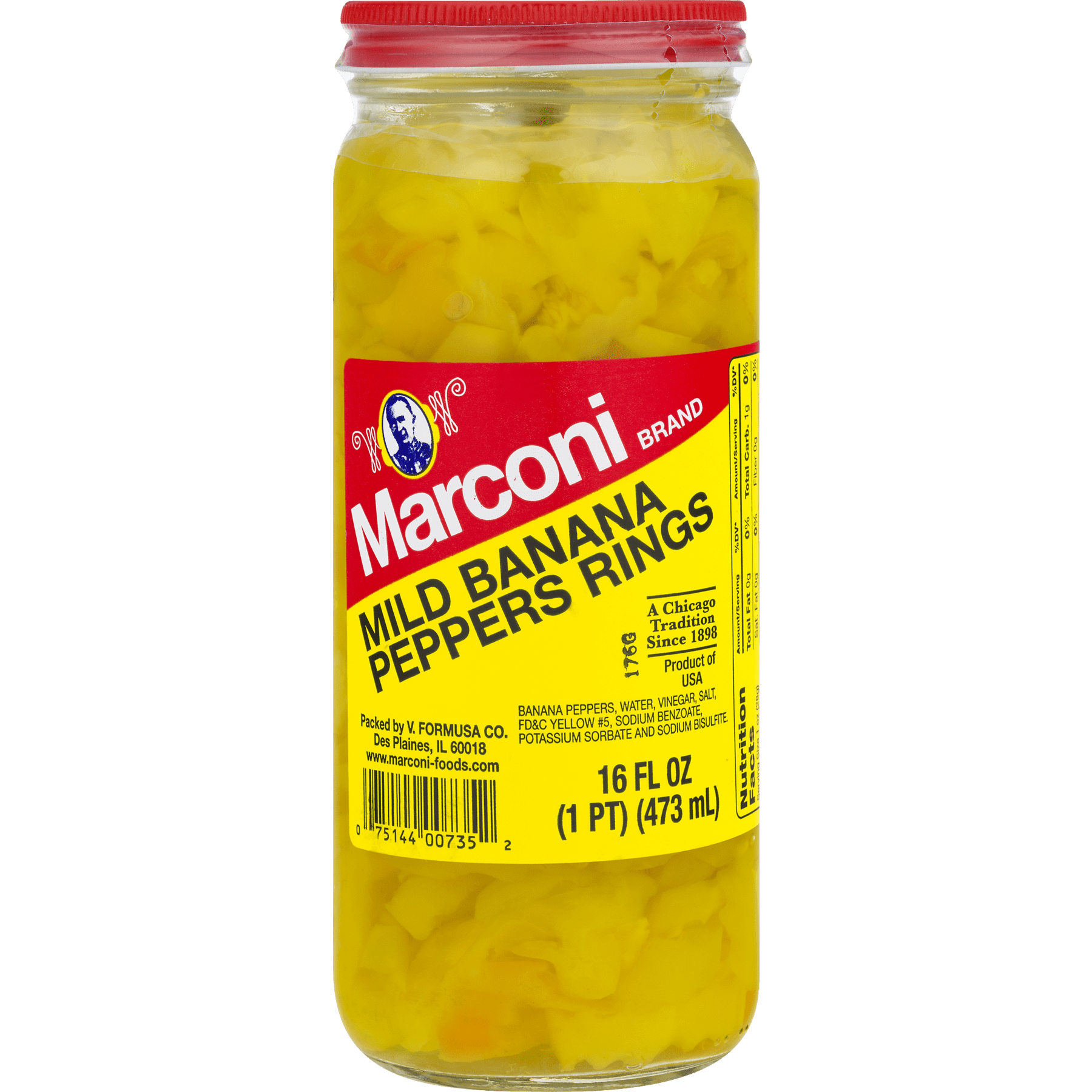 (2 pack) Marconi Mild Banana Pepper Rings, Shelf-Stable, 16 fl oz Jar