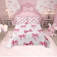 thumbnail image 1 of Erosebridal Ensembles de Courtepointe à Nœud Papillon Princesse pour Lit Format Grand, Ensemble de Lit à Nœud Rêveur pour Chambre de Fille, Microfibre 3 Pcs, 1 of 5