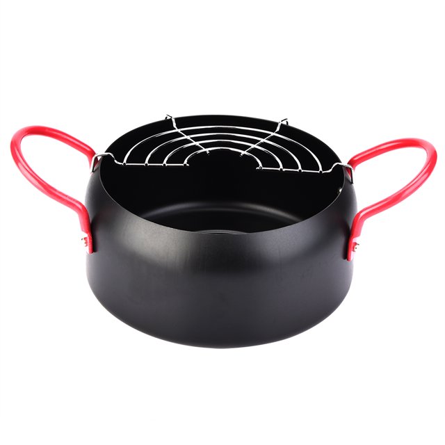 Hogar cocina freidora olla redonda con colador de aceite para gas y cocina inducción