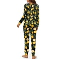 thumbnail image 3 of FOR U DESIGNS Black Lemon Pajama Sets for Women 2 Piece Long Sleeve Crew Neck Tops and Pants 2 Piece Size Small Drawstring Pajamas Pants with Pockets Sleepwear for Women, 3 of 6