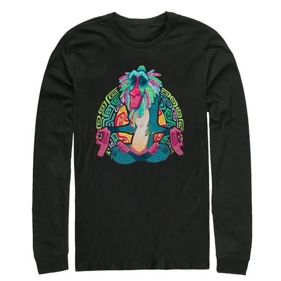 Men's Lion King Rafiki Geometric Rainbow Long Sleeve Shirt Black Medium