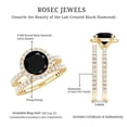 thumbnail image 6 of Rosec Jewels Lab Grown Black Diamond Wedding Bridal Ring Set for Women - AAAA Quality - Halo Engagement Ring with Enhancer, 14K Yellow Gold, US 10.50, 6 of 7