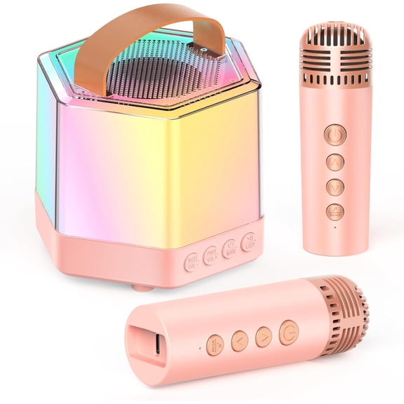Karaoke Machine Toys, Portable Microphones for Kids Adults, Wireless Speaker Machine with LED Lights, Home Party Birthday Gifts