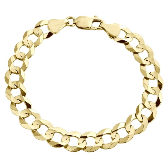 Genuine 14K Yellow Gold 9.50mm Solid Plain Curb Cuban Link Bracelet 8 Inch