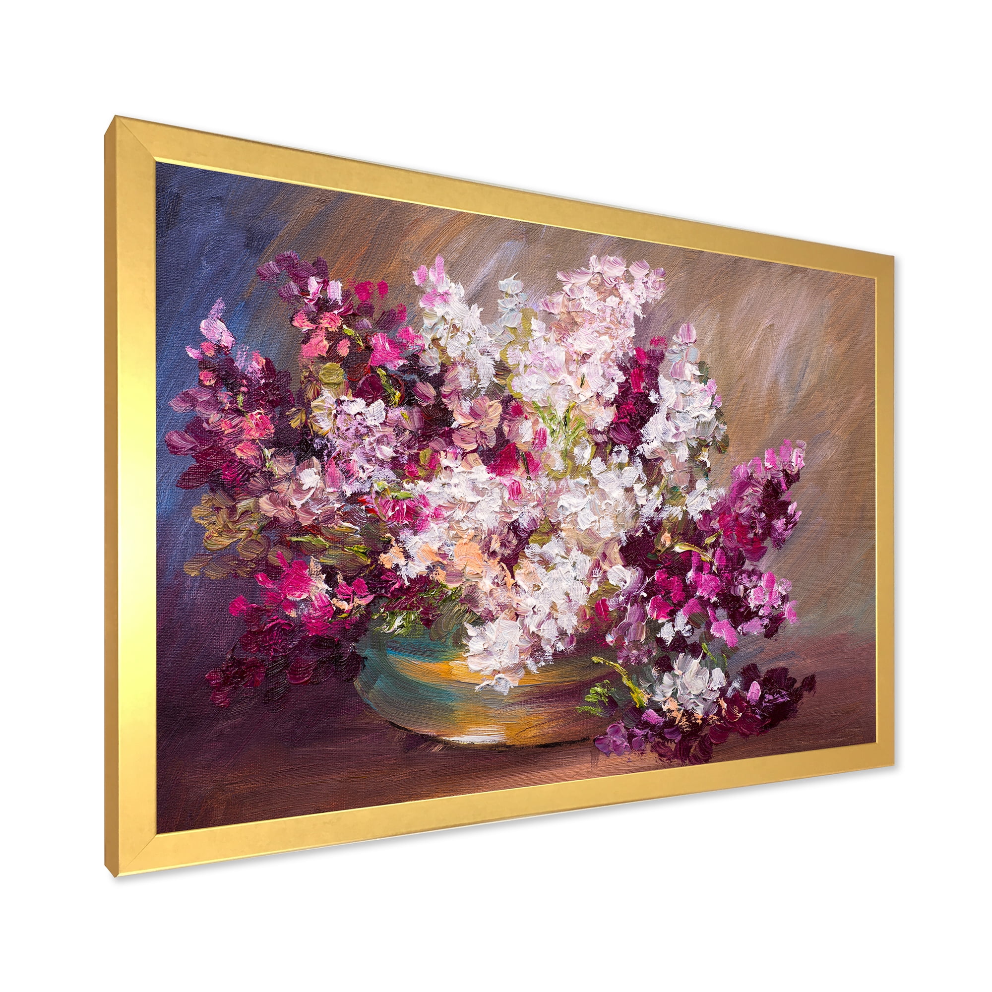 Designart 'Bouquet Of Still Life Lilacs ' Traditional Framed Art Print