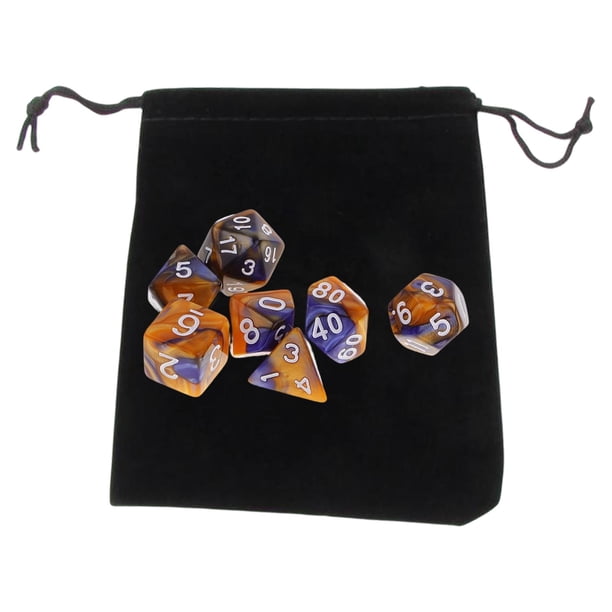7 dados de juego duraderos, juguetes para enseñar matemáticas, D8, D10, D12, D20, bicolor, grabados, rodantes 16 cm