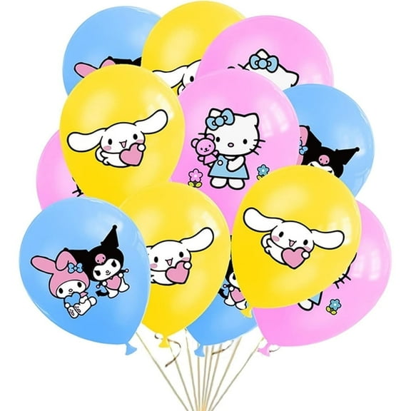 24 PCS Birthday Party Balloons Sanri Balloon Kitty Cat Balloon My Melo Balloon Kurom Balloon Cinnamo Balloon
