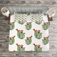 thumbnail image 3 of Ambesonne Mexican Quilted Bedspread Set 3 Pcs, Cactus Plant Desert, Queen Size, Green and Orange, 3 of 3