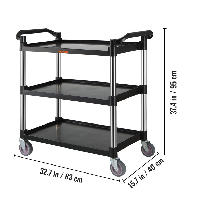 VEVOR 41.1-in Shelf Utility Cart, Heavy-Duty Metal Frame, 110 lbs. Load  Capacity, Black in the Utility Carts department at