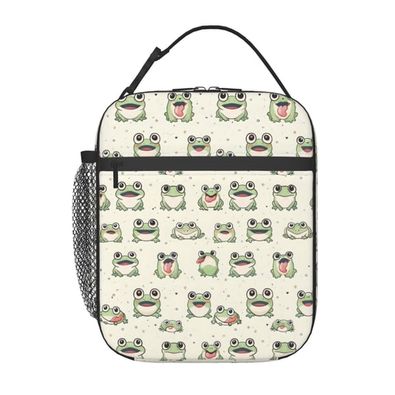 Cute Cartoon Adorable Fun Green Lunch boxs Portable Thermal Lunch Bags