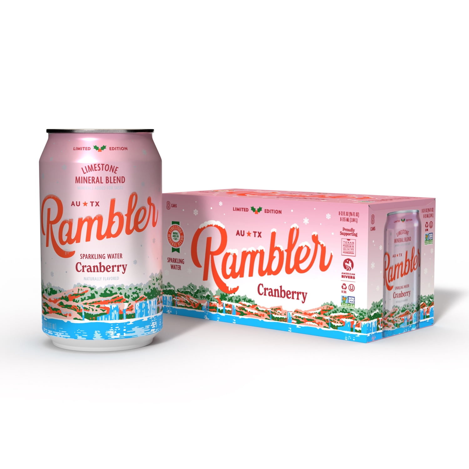 Rambler Cranberry Sparkling Water 8 - 12 fl oz Cans