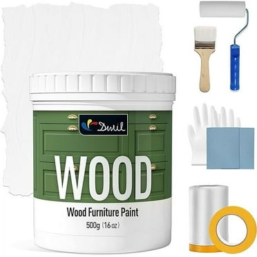 DWIL Matte Finish Furniture Paint - 16 Oz Wood Paint for Cabinets, Doors, Tables, and Dressers Refinishing - Water-Based, Non-Toxic & Odorless, Easy to Apply(White)-With Tools