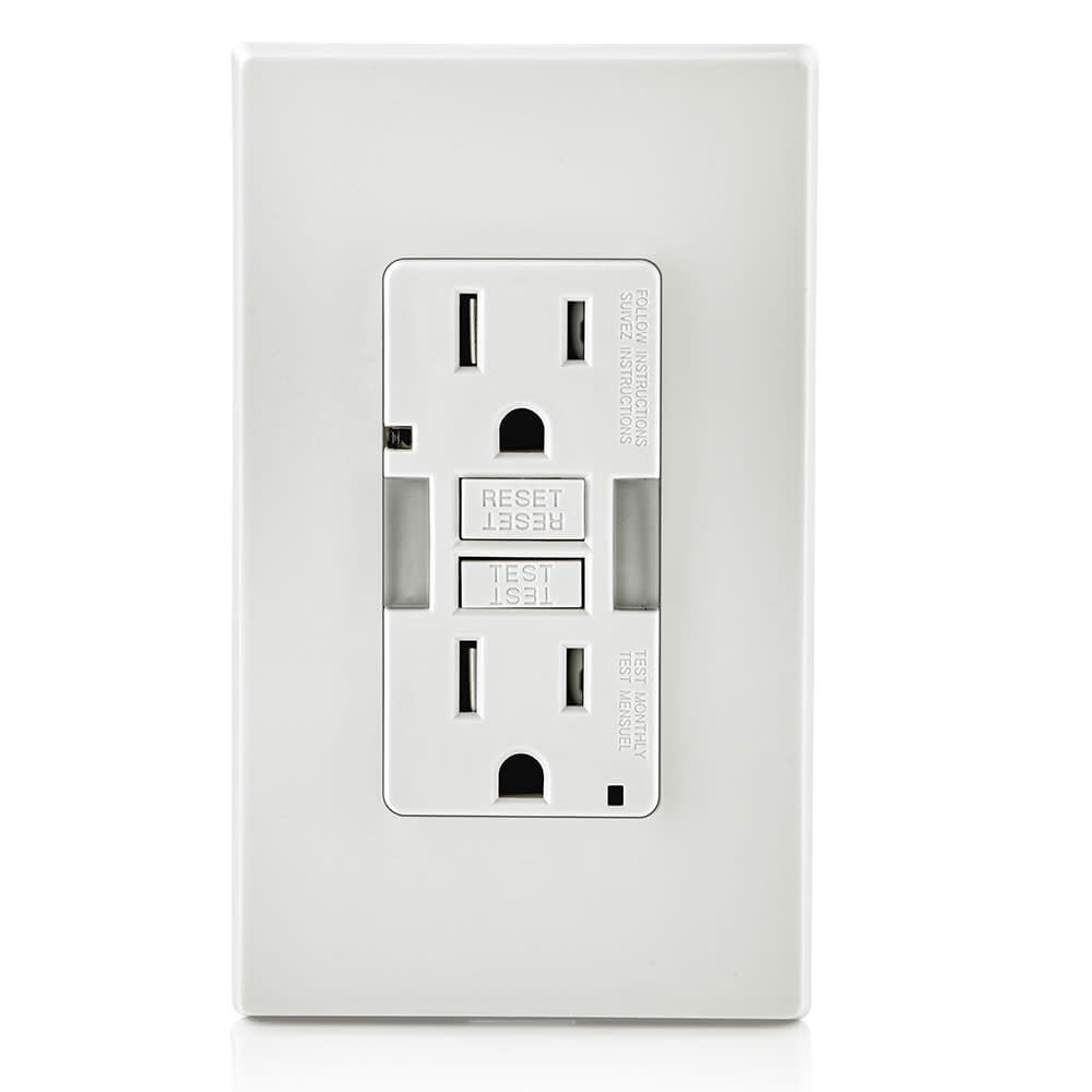 Leviton 125 GFCI Receptacle in White — UL Listed for US Residential Electrical Code Compliance, Drop-in NEC-Standard Wiring