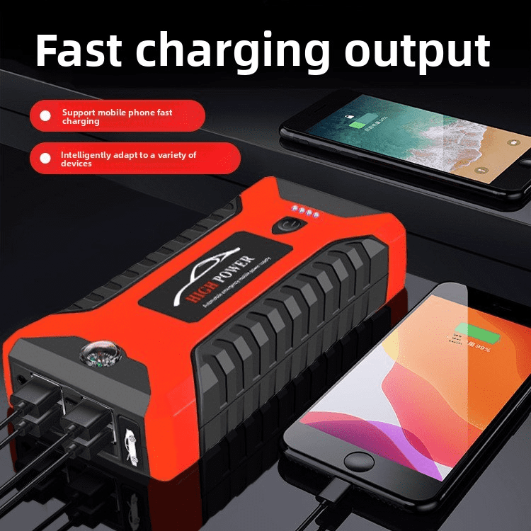 99800mAh Car Jump Starter with Air Compressor Power Bank LED Light and USB Fast Charging for SUV Truck Motorcycle
