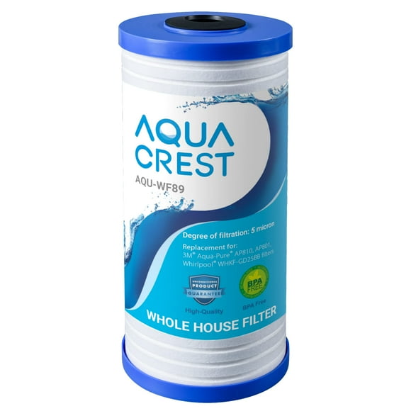 AQUACREST AP810 Whole House Water Filter, Replacement for 3M Aqua-Pure AP810, AP801, AP811, Whirlpool WHKF-GD25BB, WHKF-DWHBB, 5 Micron, 10" x 4.5", Well & Tap Water Filter, Pack of 1