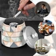 thumbnail image 4 of Yayeee Ashtray with Lid for Cigarette Smokeless Stainless Steel Home Ash Holder, Pink Geometric, 4 of 7