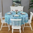 thumbnail image 2 of Blue White Tie Dye Wave Pattern Round Tablecloth 60"x60",Wrinkle Wipeable Table Cloth for Kitchen Dining Room Picnic Patio Party, 2 of 6