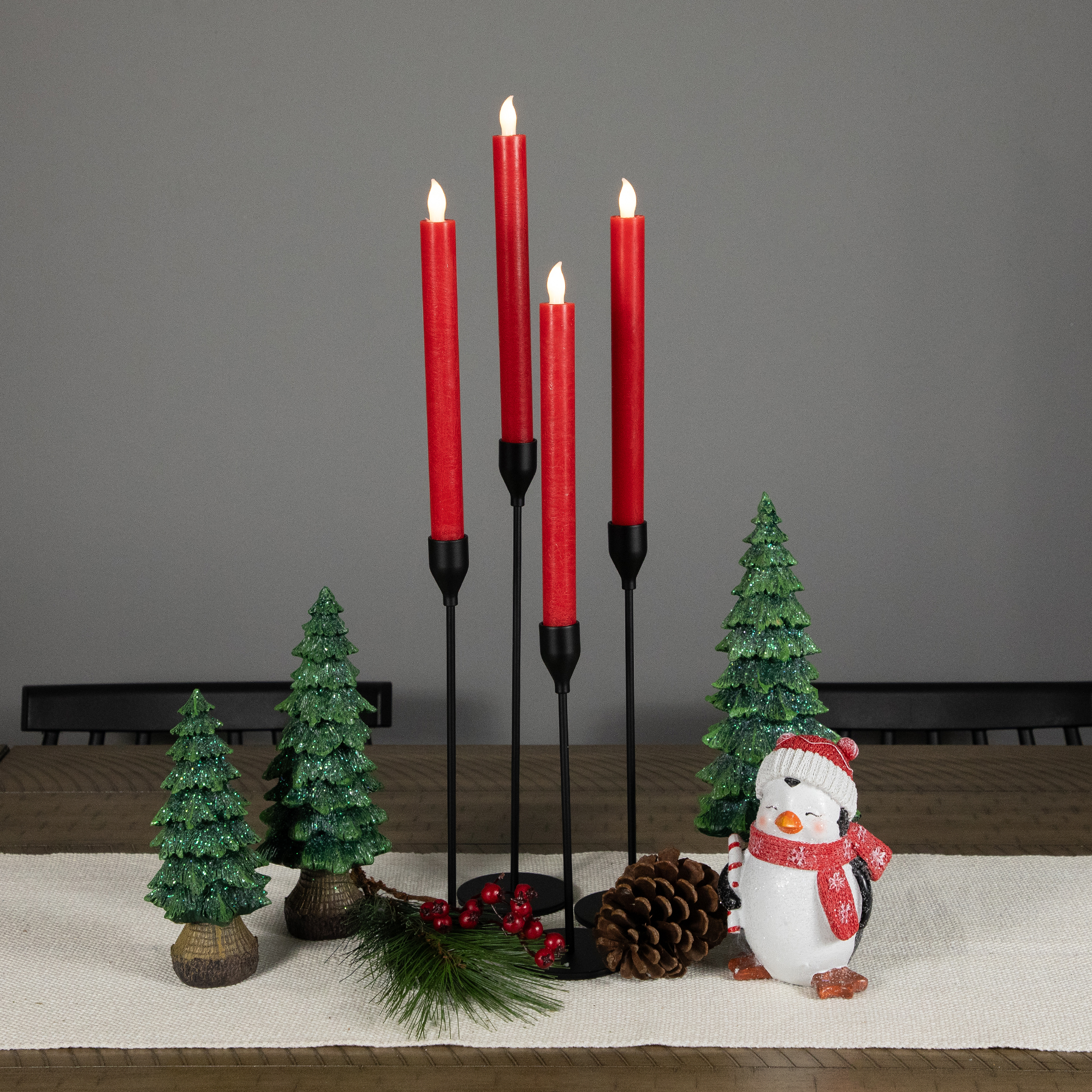 Northlight LED Flickering Flameless Taper Christmas Candles - 9.75" - Red - Set of 4