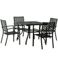 thumbnail image 2 of Outsunny 5-Piece Outdoor Patio Square Table Dining Set with 4 Stackable Chairs, Durable Steel Design, & Middle Umbrella Hole of 1.65'' or 1.5'', 2 of 9