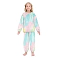 thumbnail image 2 of Fluffy Pajamas Set Fuzzy Winter Warm Pj Sets Pullover Tops and Long Pants Pink and Blue Stripes Large, 2 of 8