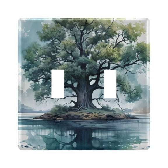 2 Gang Switch Covers Green Tree Light Wall Plate Home Faceplate Switch Plates 4.56”x4.48”