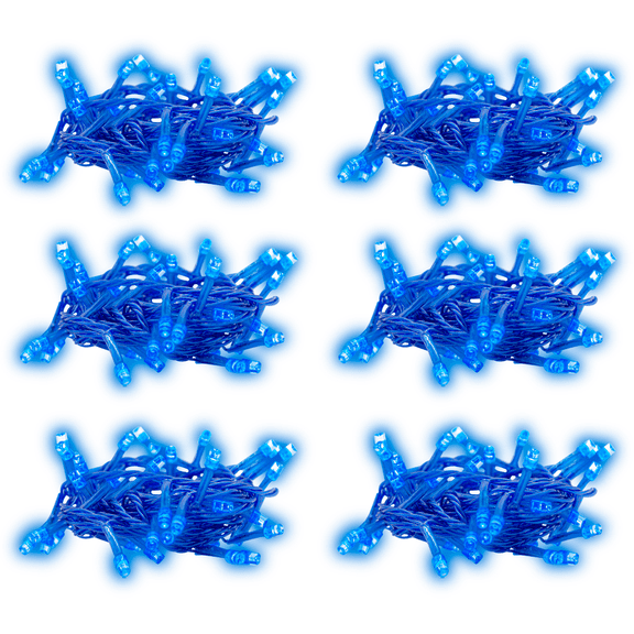 Serie Navideña Decorativa Importadora La Merced Cascada Luz LED Azul Foco Tipo Micrófono 8 Funciones Paquete 3 Pz