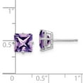 thumbnail image 2 of 14K White Gold Earring Stud Women'S Amethyst Center Stone Mounting Square Purple 7 mm, 2 of 2