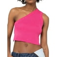 thumbnail image 1 of VISgogo Camisola Femenina, Color Sólido Un Hombro Tejido Chaleco Sin Respaldo Crop Tops Traje De Verano, S/M/L VISgogo moda, 1 of 2