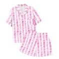 thumbnail image 6 of Womens&nbsp;Pajamas Set Button Lapel Beach Casual Short Sleeve And Shorts Womens Sleepwear,Pink,XL, 6 of 7