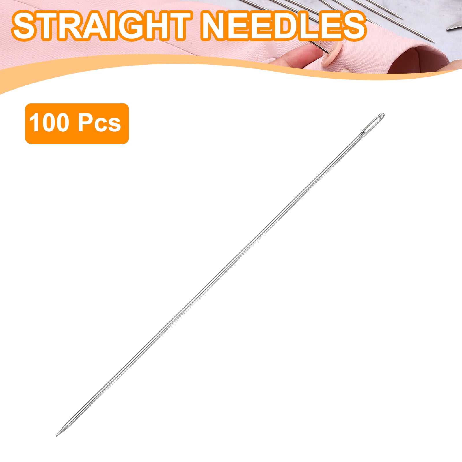 Uxcell 100 Pcs Sewing Needles 0.06 x 6 Inch Stainless Steel Big Eye Embroidery Thread Beading Leather Needle Upholstery Hand Sewing Awl for Art Craft Stitching Home Repair, Silver