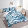 thumbnail image 2 of spefrowx Seashell Coral Twin Bedding for Kids, Swirl Textured Marble Starfish Bedding Comforter Set, Stars Reversible, 7pcs, 2 of 6