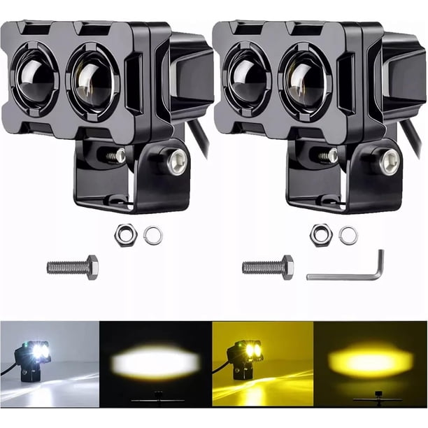 CHAO 120W Luces de Conducción de Motocicleta,6000K Luces Antiniebla Moto con Dos Colores,Luces LED de Conducción Para Motocicleta IP68 impermeable al Exterior para Moto SUV UTV Bicicleta Eléctrica
