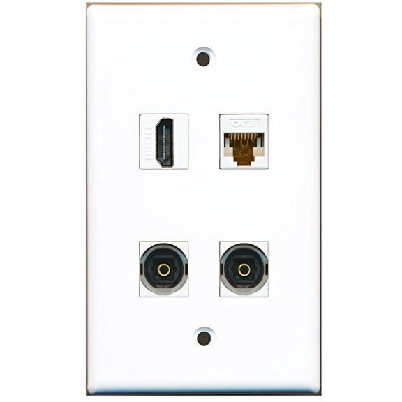 RiteAV - 1 Port HDMI 2 Port Toslink 1 Port Cat6 Ethernet White Wall Plate
