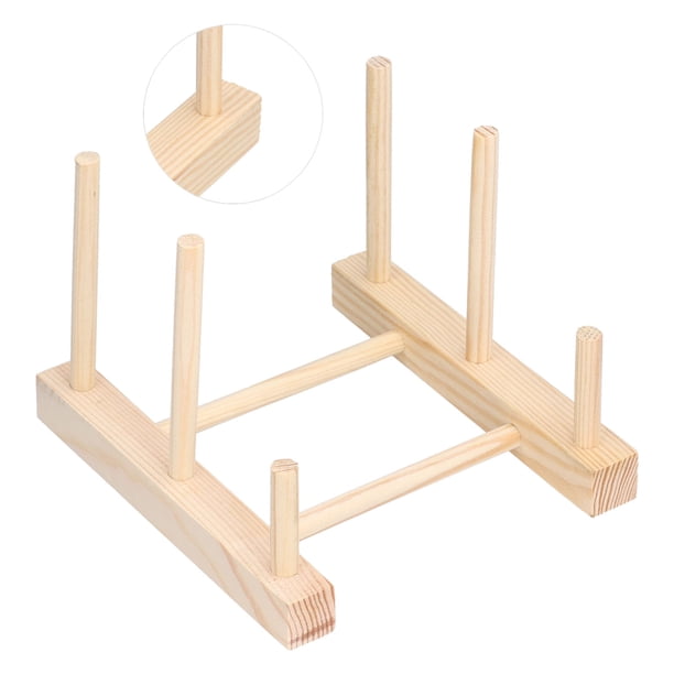 Escurridor De Platos De Madera Para Cocina, Organizador De Almacenamiento De Vajilla Sin Deformación, , Tazón, Taza, Tapa De Olla