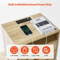thumbnail image 4 of KFFKFF Wicker Nightstand, Bohemian Style Side Table with Open Compartment and Dual Drawers, Wicker Accent Table Nightstand with Sturdy Wooden Legs, Wicker Bedside Table with Power Dock, 4 of 9