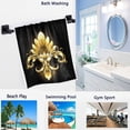 thumbnail image 2 of Dreamtimes Beautiful Vintage Golden Fleur De Lis Soft Guest Large Home Decorative Hand Towels Multipurpose for Bathroom, Hotel, Gym and Spa (16 x 30 Inches,Black), 2 of 4