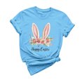 thumbnail image 2 of UPPADA Easter Femmes Oeufs Imprimé T-Shirts Heureux Easter Graphique Bunny Lapin Mignon T-Shirts Manches Courtes Décontracté Col Rond T-Shirts Été Basique Coupe Régulière Chemises Bleu,TG, 2 of 5