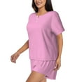 thumbnail image 2 of Naloa Pink Women's Short-Sleeved Pajama Set, Loungewear, Summer pajamas, Breathable Cozy - X-Large, 2 of 9