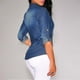 thumbnail image 5 of Camisa vaquera vintage lavada de manga larga para mujer - Blusa clásica de estilo retro con botones - Detalles desgastados, 5 of 7