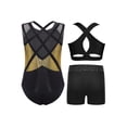 thumbnail image 2 of Miutii Gymnastics Leotard with Sport Bra Shorts Dancewear for Girls Sleeveless Sparkle Dance Bodysuit Athletic Unitard Set Black Gold 8, 2 of 3