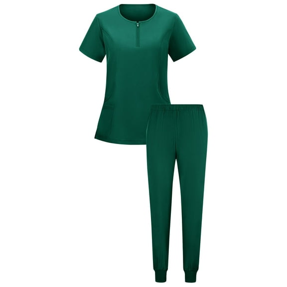Wdfiry Scrub Set for Women Scrub Top & Scrub Jogger Pant with Pocket Solid Color Crewneck Medical Uniform Suit Nursing Uniform Working Suit